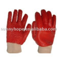 red pvc coated glove for heavy duty work